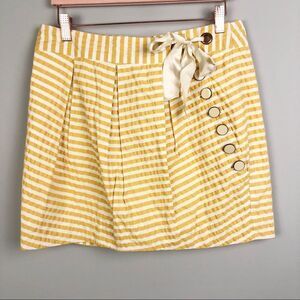 ANTHROPOLOGIE | LEIFSDOTTIR Yellow Seersucker White Striped Skirt Women’s 10
